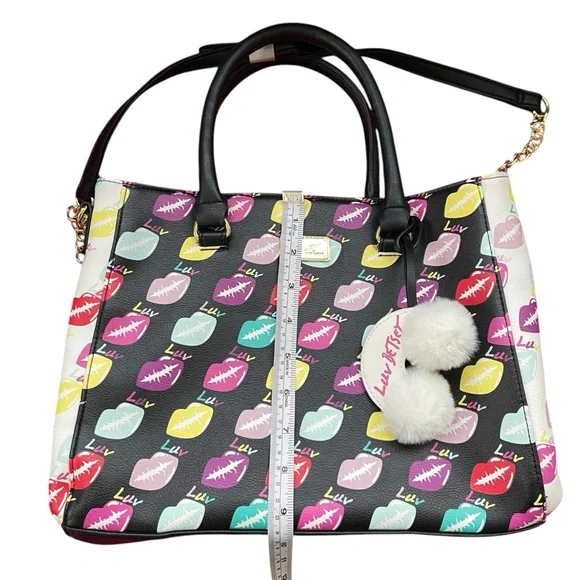 Betsey Johnson Luv Multicolor Bag Lips Kisses Crossbody Purse Cloud/Rainbow Tag - Picture 16 of 16